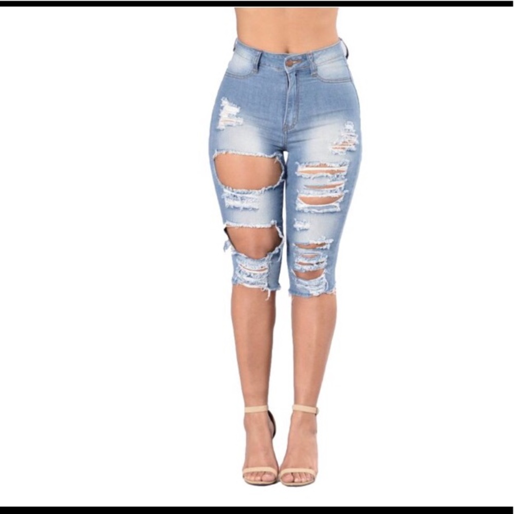 Cut up jeans shorts